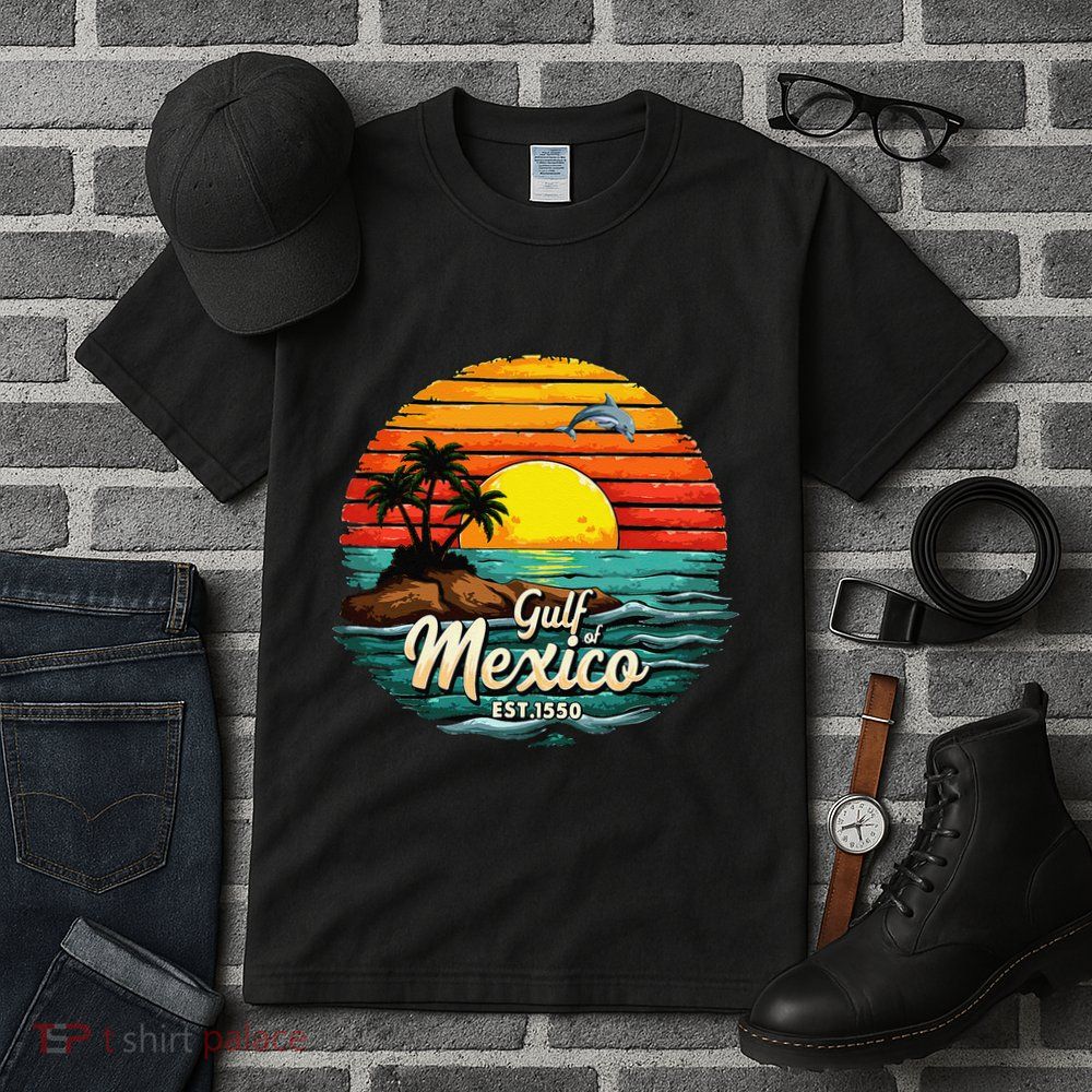Gulf Of Mexico Since 1550 Retro Vintage Beach Palm Tall T-Shirt