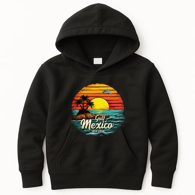 Gulf Of Mexico Since 1550 Retro Vintage Beach Palm Kids Hoodie