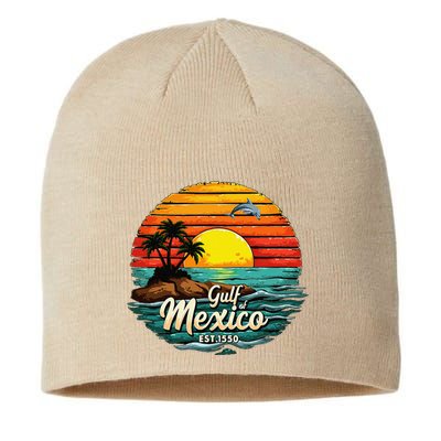 Gulf Of Mexico Since 1550 Retro Vintage Beach Palm Sustainable Beanie
