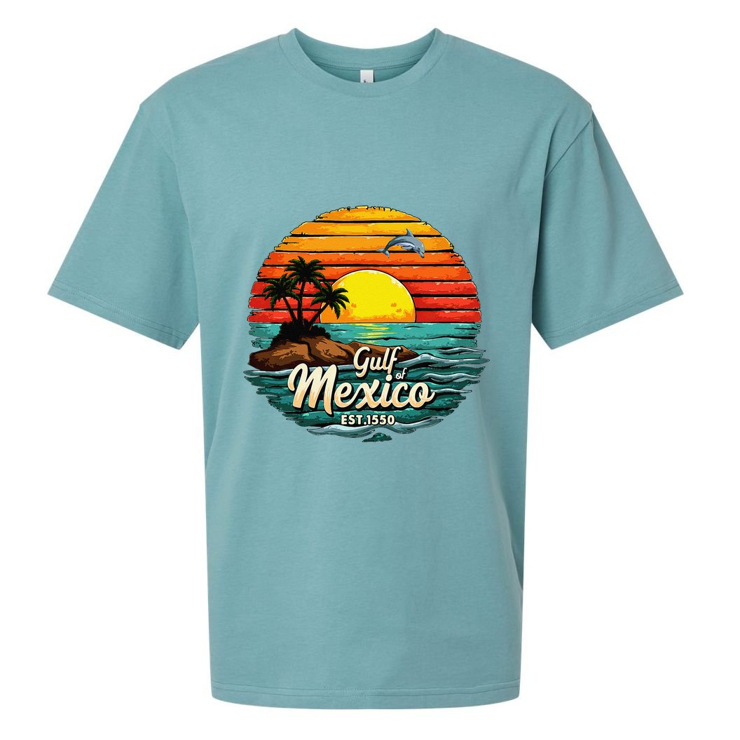 Gulf Of Mexico Since 1550 Retro Vintage Beach Palm Sueded Cloud Jersey T-Shirt