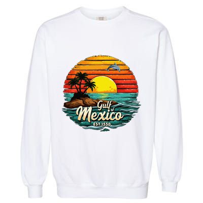 Gulf Of Mexico Since 1550 Retro Vintage Beach Palm Garment-Dyed Sweatshirt
