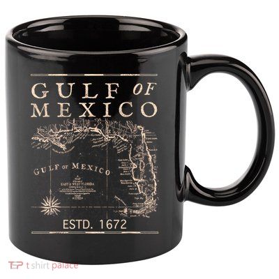 Gulf Of Mexico Since 1672 Historic Map Retro Gulf Beach 11oz C Handle Ceramic Mug