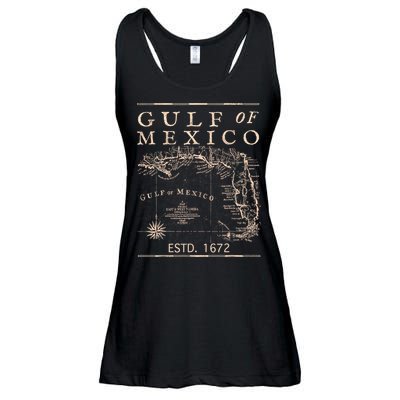 Gulf Of Mexico Since 1672 Historic Map Retro Gulf Beach Ladies Essential Flowy Tank