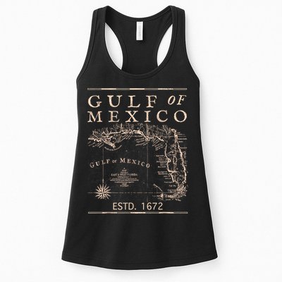 Gulf Of Mexico Since 1672 Historic Map Retro Gulf Beach Womens Tank Top