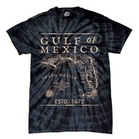 Gulf Of Mexico Since 1672 Historic Map Retro Gulf Beach Tie-Dye T-Shirt
