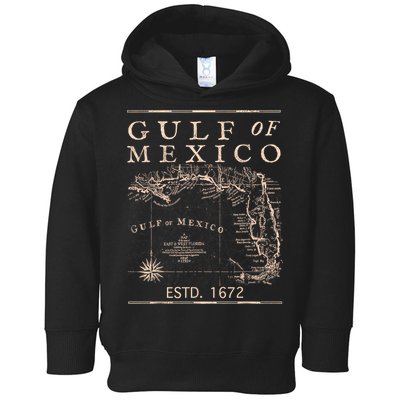 Gulf Of Mexico Since 1672 Historic Map Retro Gulf Beach Toddler Hoodie