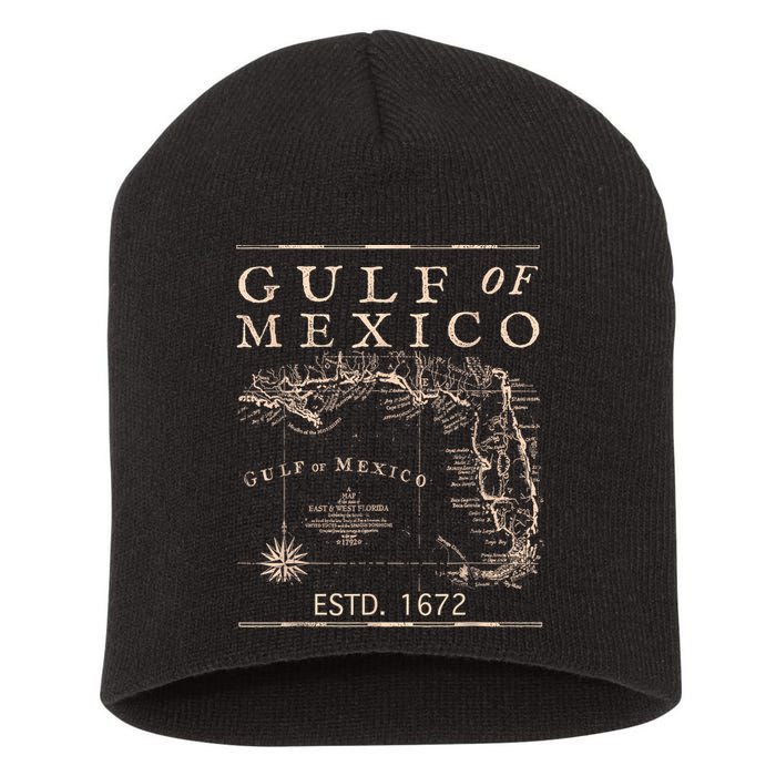 Gulf Of Mexico Since 1672 Historic Map Retro Gulf Beach Short Acrylic Beanie