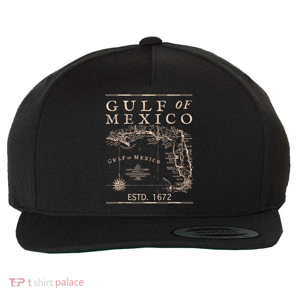 Gulf Of Mexico Since 1672 Historic Map Retro Gulf Beach Wool Snapback Cap