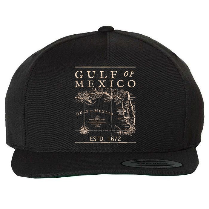 Gulf Of Mexico Since 1672 Historic Map Retro Gulf Beach Wool Snapback Cap