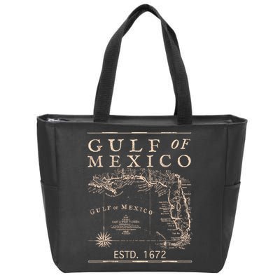 Gulf Of Mexico Since 1672 Historic Map Retro Gulf Beach Zip Tote Bag