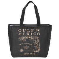 Gulf Of Mexico Since 1672 Historic Map Retro Gulf Beach Zip Tote Bag