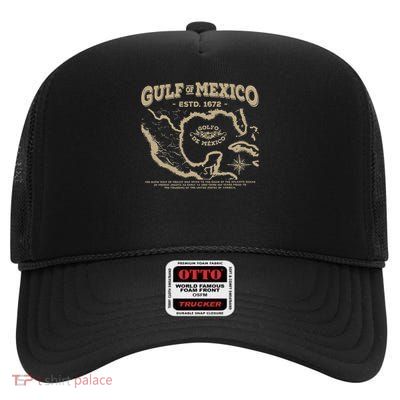 Gulf Of Mexico 1672 Map High Crown Mesh Back Trucker Hat