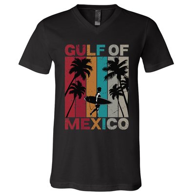 Gulf Of Mexico Retro Vintage Beach .Png V-Neck T-Shirt