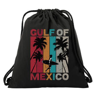 Gulf Of Mexico Retro Vintage Beach .Png Drawstring Bag