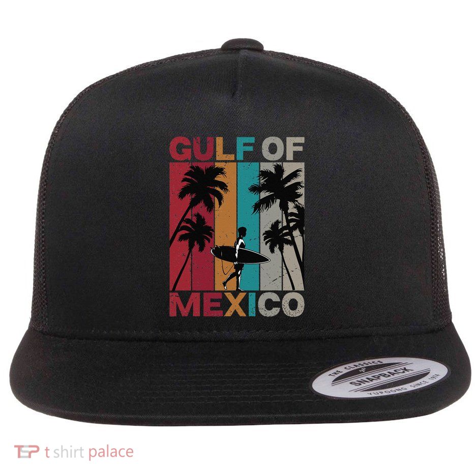 Gulf Of Mexico Retro Vintage Beach .Png Flatbill Hat
