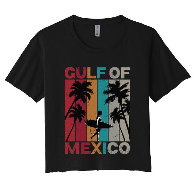 Gulf Of Mexico Retro Vintage Beach .Png Crop Top