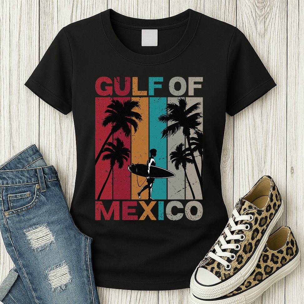 Gulf Of Mexico Retro Vintage Beach .Png Womens T-Shirt