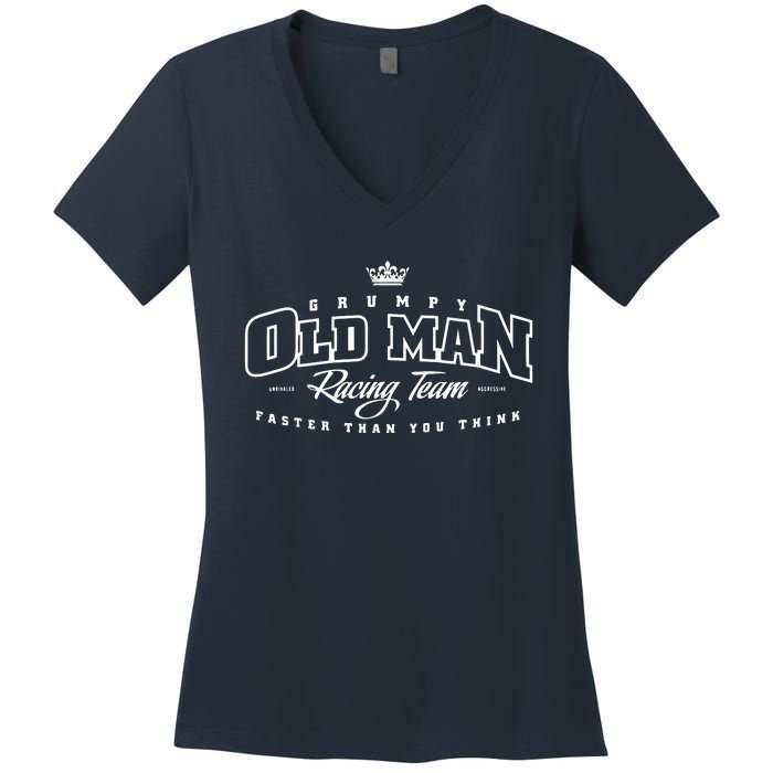 Grumpy Old Man Racing Team MX For Grandfather Women's V-Neck T-Shirt