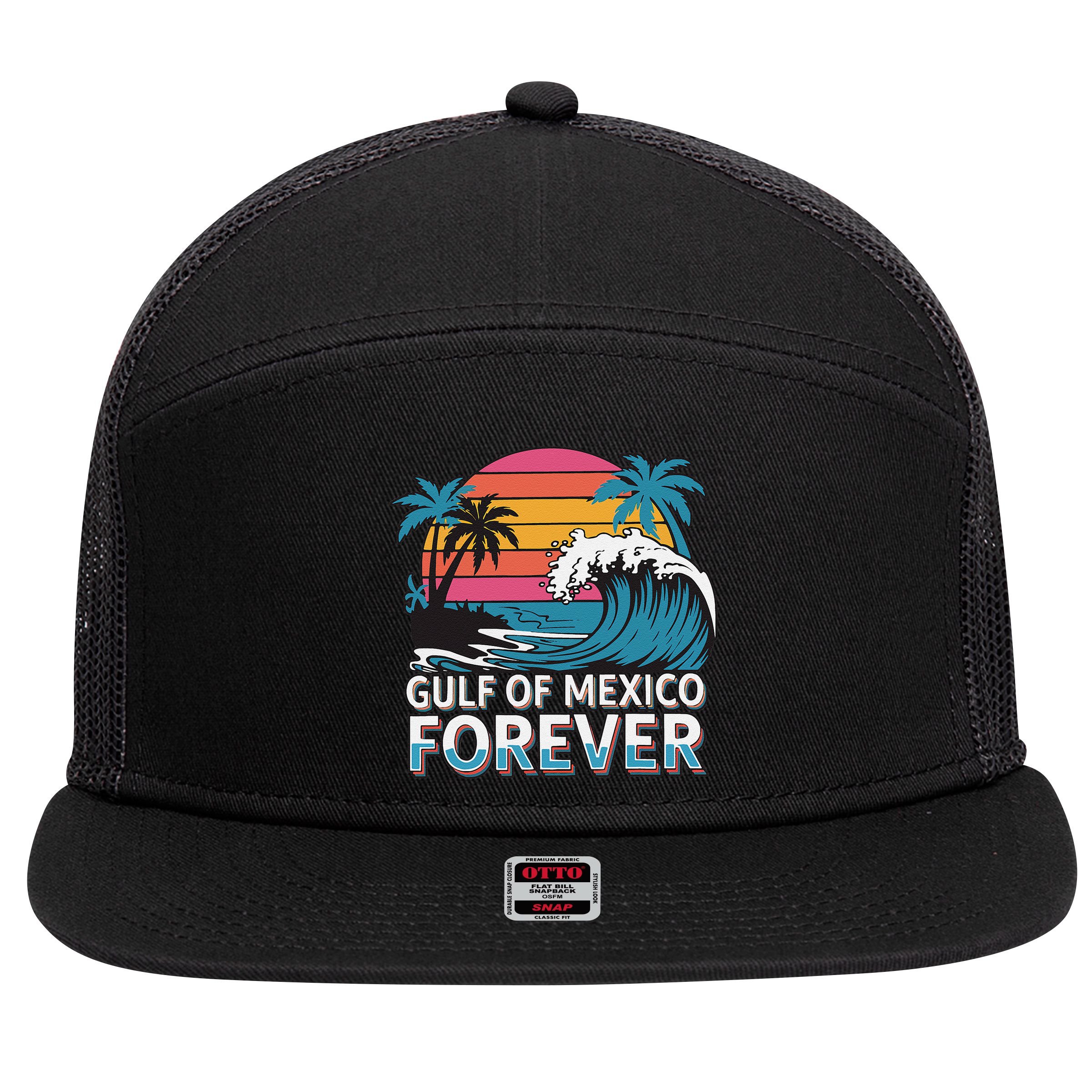 Gulf Of Mexico Oceanic Basin Tourist Spot Travel 7 Panel Mesh Trucker Snapback Hat