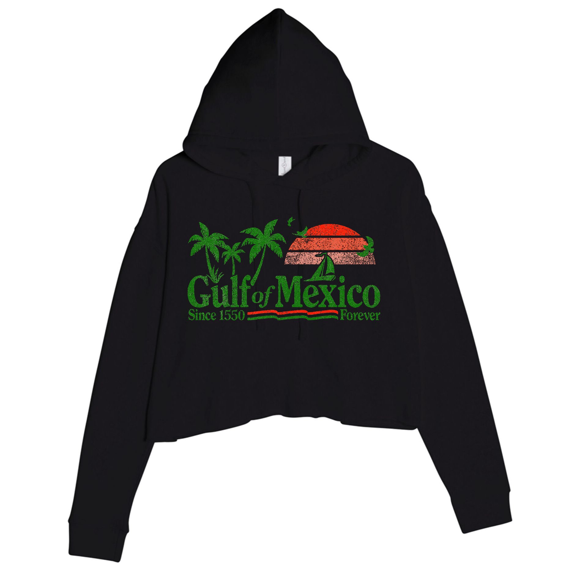 Gulf Of Mexico Since 1550 Crop Fleece Hoodie