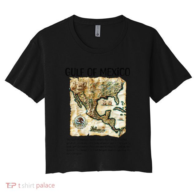 Gulf Of Mexico 1672 Historic Map Women's Crop Top Tee