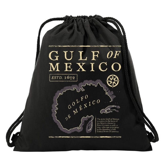 Gulf Of Mexico 1672 Historic Map Drawstring Bag