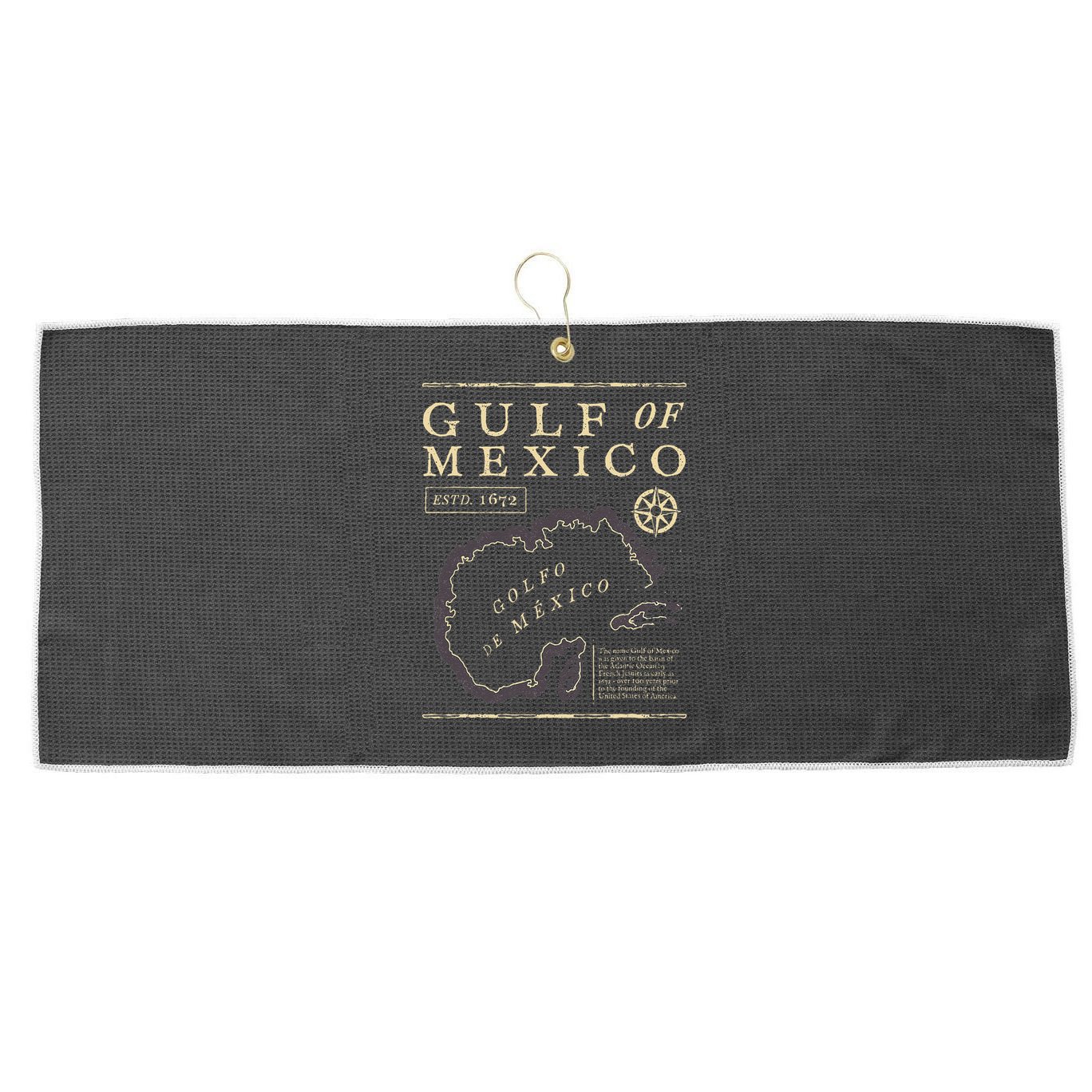 Gulf Of Mexico 1672 Historic Map Large Microfiber Waffle Golf Towel