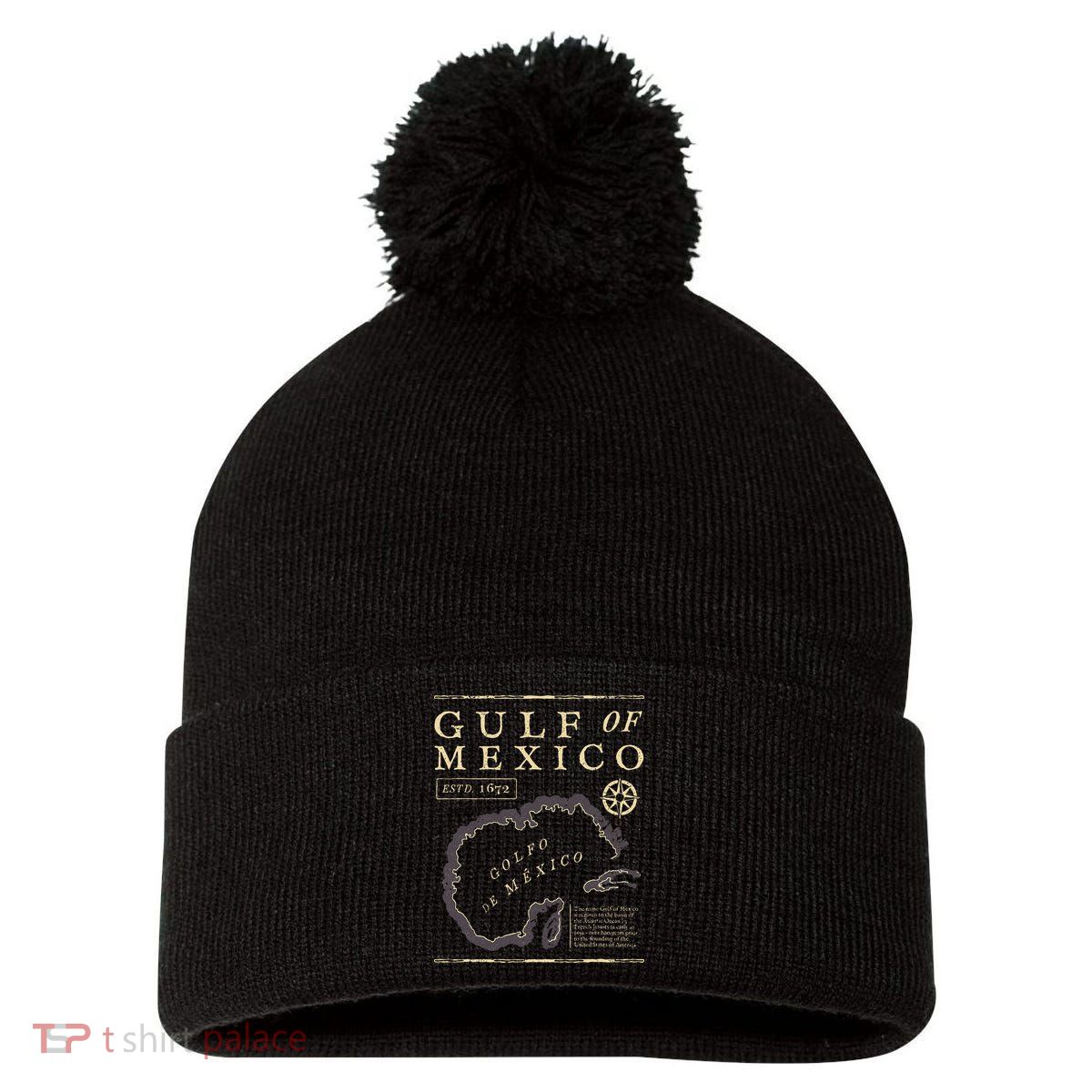 Gulf Of Mexico 1672 Historic Map Pom Pom 12in Knit Beanie