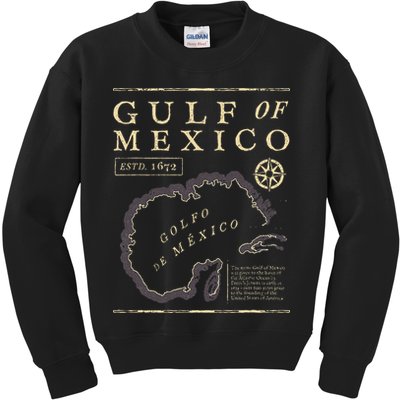 Gulf Of Mexico 1672 Historic Map Kids Sweatshirt