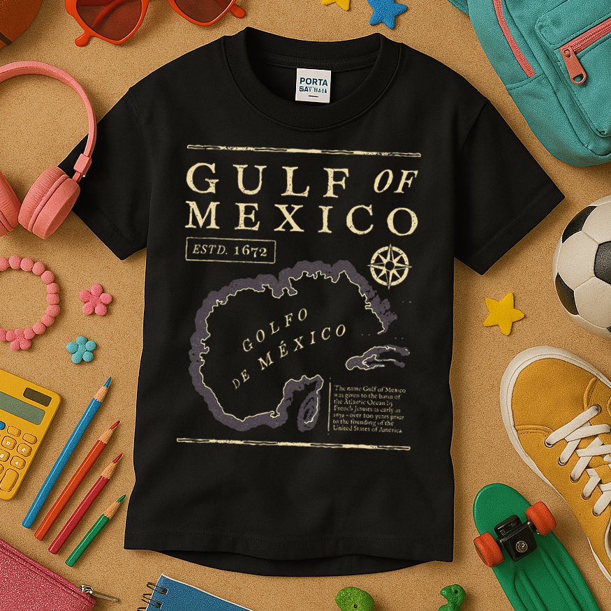 Gulf Of Mexico 1672 Historic Map Kids T-Shirt