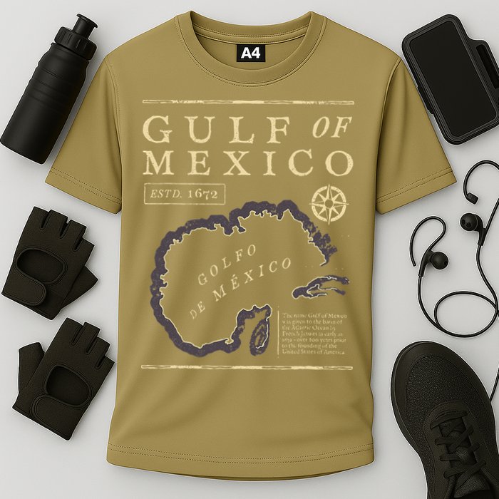 Gulf Of Mexico 1672 Historic Map Cooling Performance Crew T-Shirt