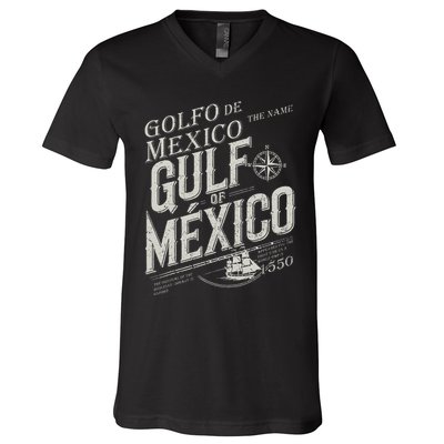 Gulf Of Mexico Since 1550 History Origin Facts V-Neck T-Shirt