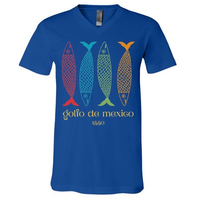 Gulf Of Mexico Golfo De MéXico 1550 Sardine V-Neck T-Shirt
