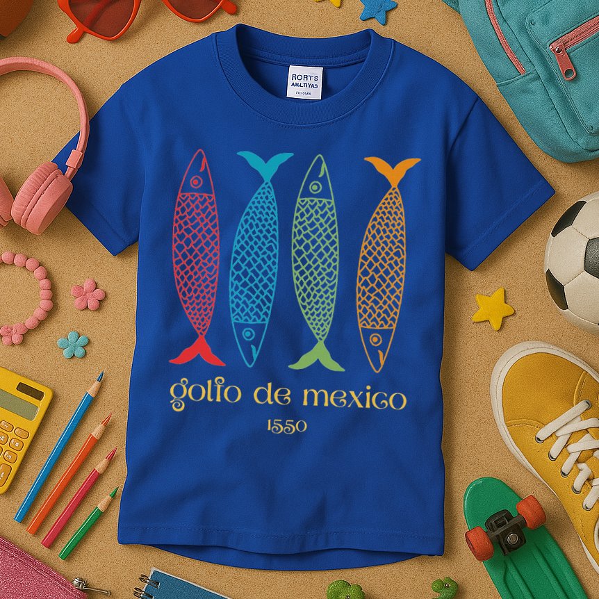 Gulf Of Mexico Golfo De MéXico 1550 Sardine Kids T-Shirt