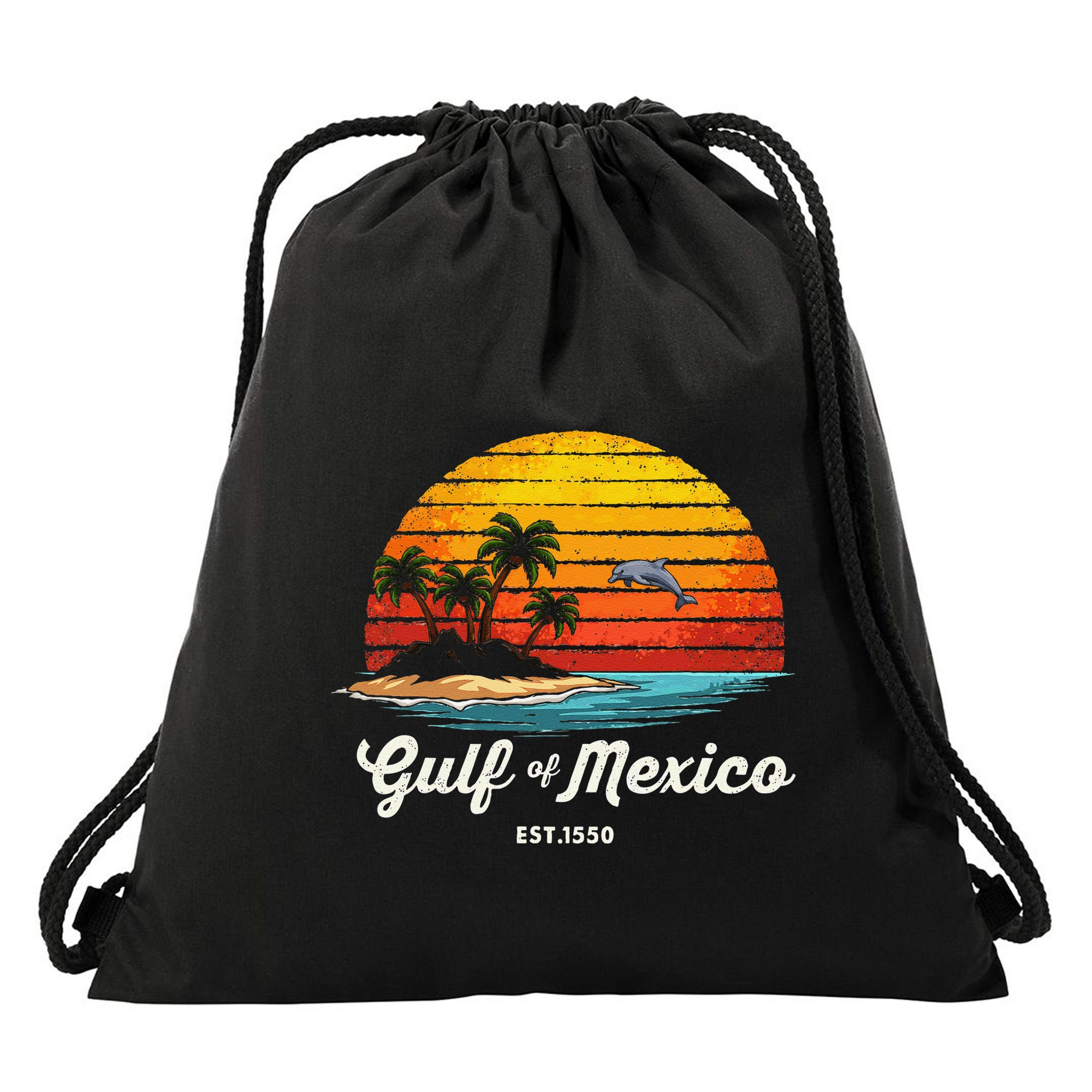 Gulf Of Mexico Since 1550 Vintage Beach Palm Proud Mexican Drawstring Bag
