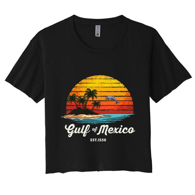 Gulf Of Mexico Since 1550 Vintage Beach Palm Proud Mexican Crop Top
