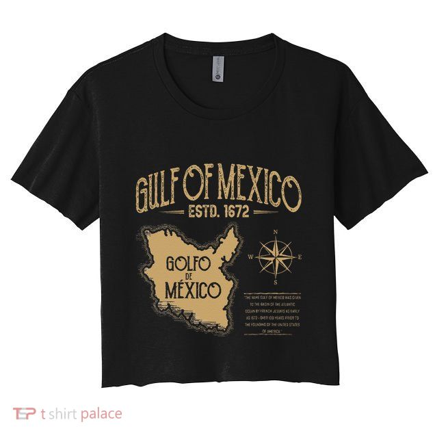 Gulf Of Mexico 1672 Historic Map .Png Women's Crop Top Tee