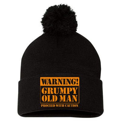 Grumpy Old Man For Grandfathers Dads Pom Pom 12in Knit Beanie