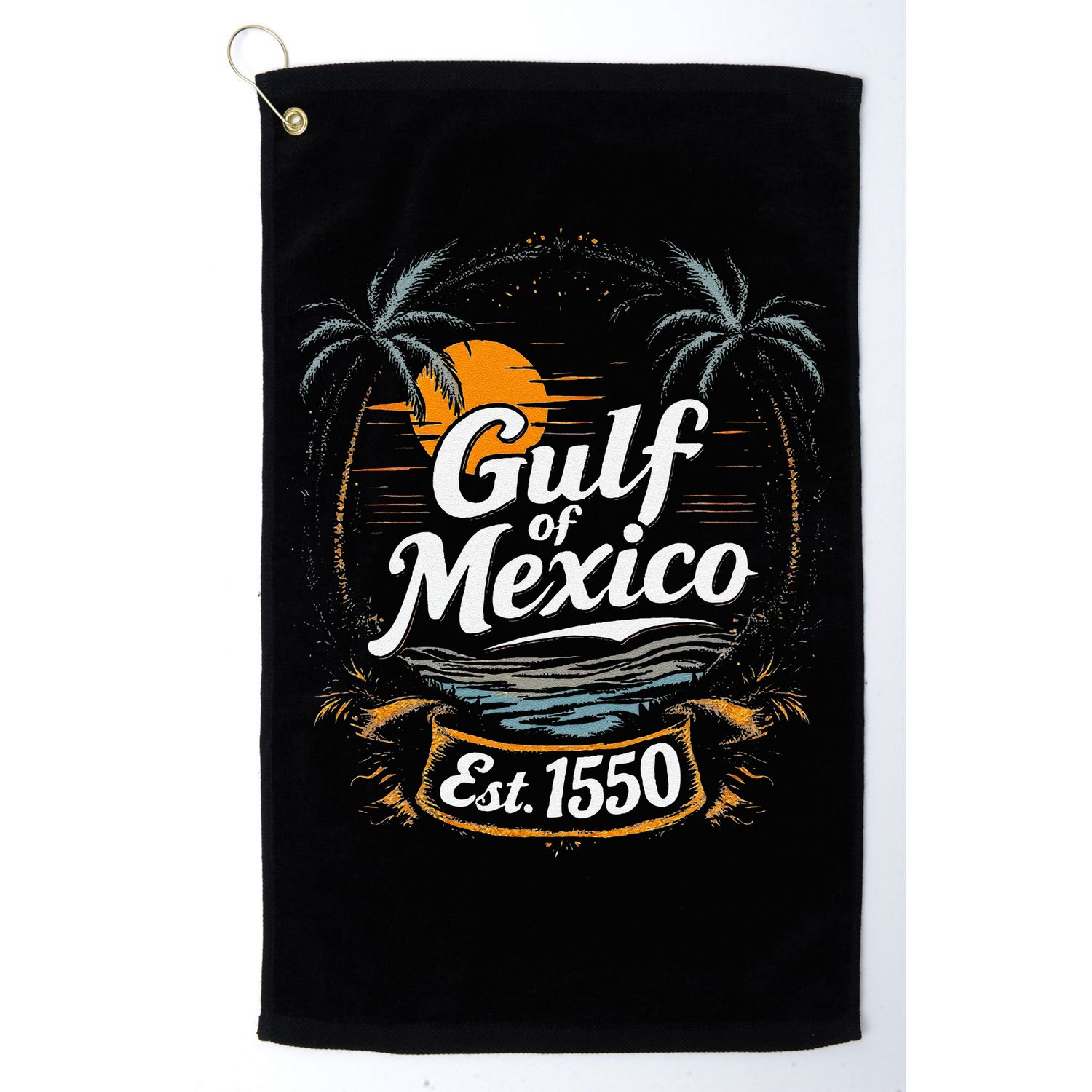 Gulf Of Mexico Est 1550 Retro Vintage Beach Golf Towel