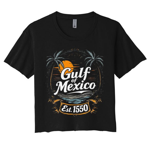 Gulf Of Mexico Est 1550 Retro Vintage Beach Crop Top