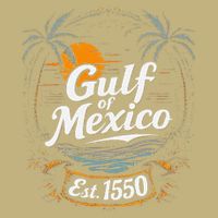 Gulf Of Mexico Est 1550 Retro Vintage Beach Button