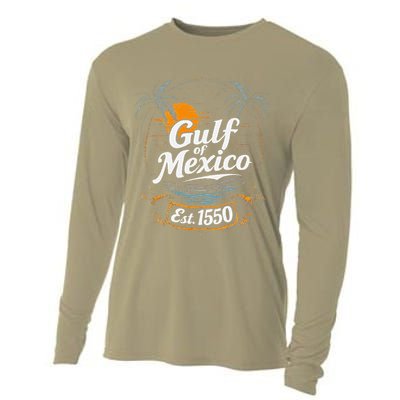 Gulf Of Mexico Est 1550 Retro Vintage Beach Cooling Performance Long Sleeve Crew