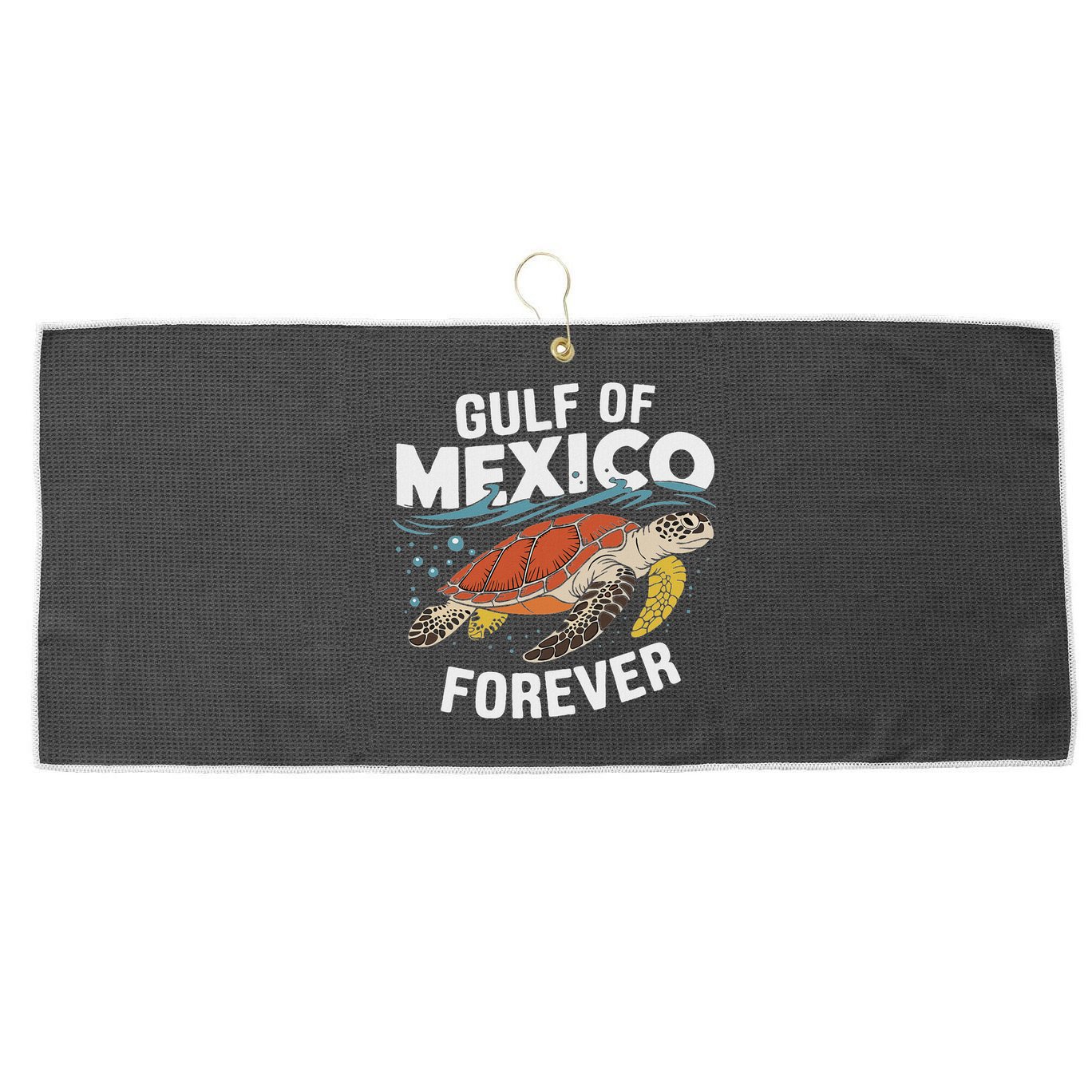 Gulf Of Mexico Forever Sea Turtle Large Microfiber Waffle Golf Towel