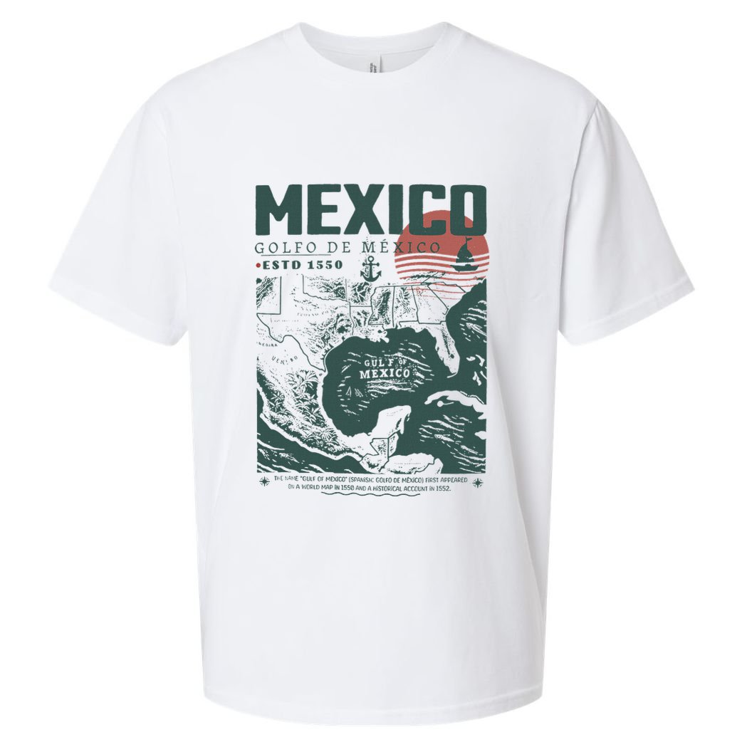 Gulf Of Mexico 1550 Historic Map Sueded Cloud Jersey T-Shirt