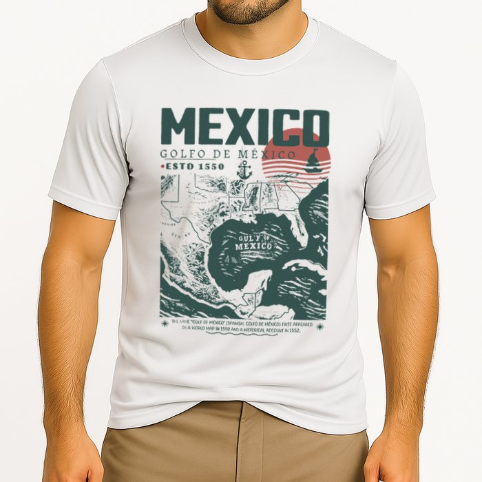 Gulf Of Mexico 1550 Historic Map Cooling Performance Crew T-Shirt
