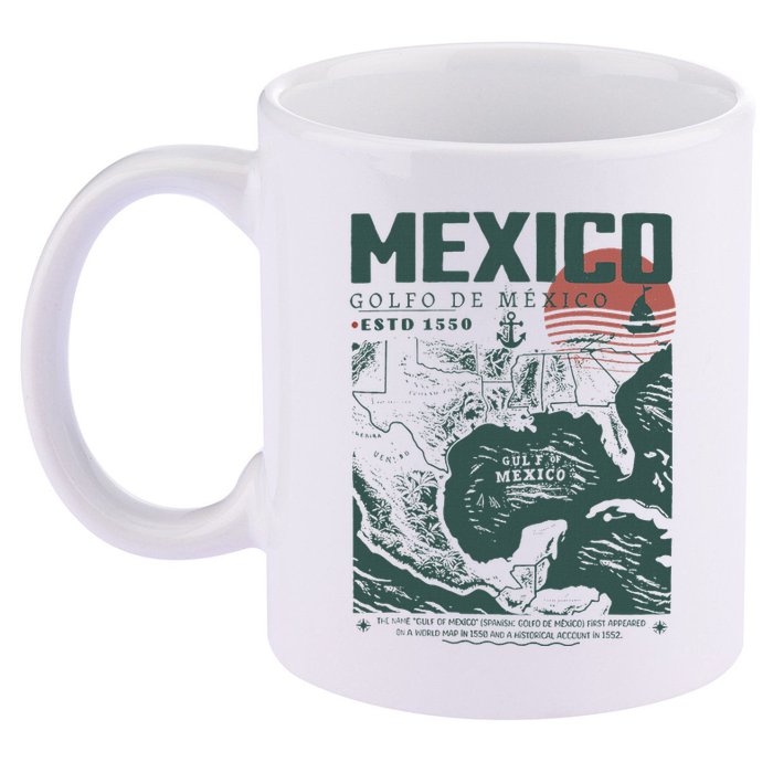 Gulf Of Mexico 1550 Historic Map 11oz C Handle Ceramic Mug