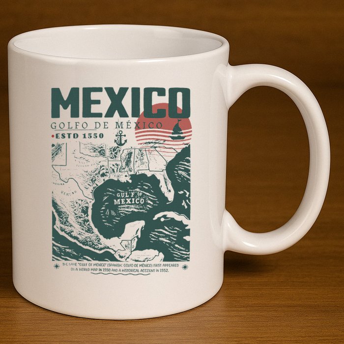 Gulf Of Mexico 1550 Historic Map 11oz C Handle Ceramic Mug