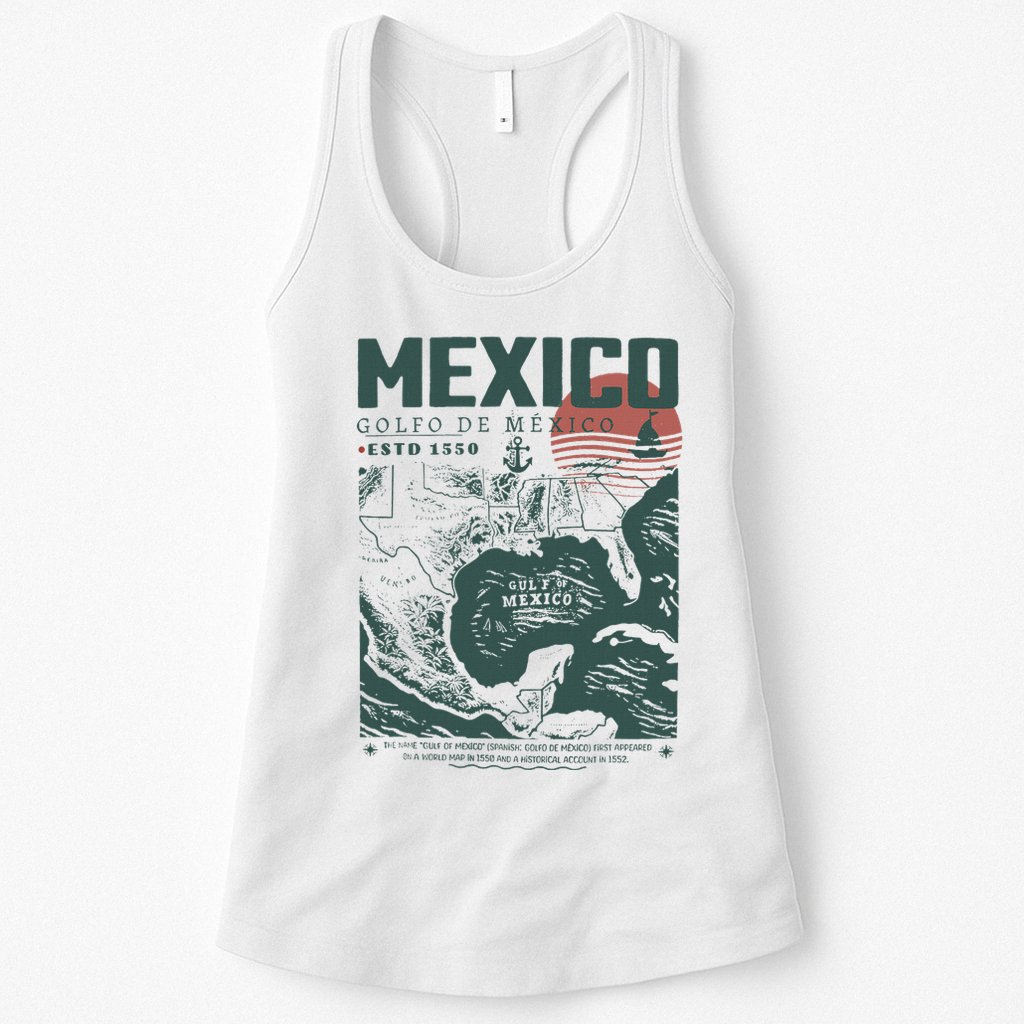Gulf Of Mexico 1550 Historic Map Womens Tank Top