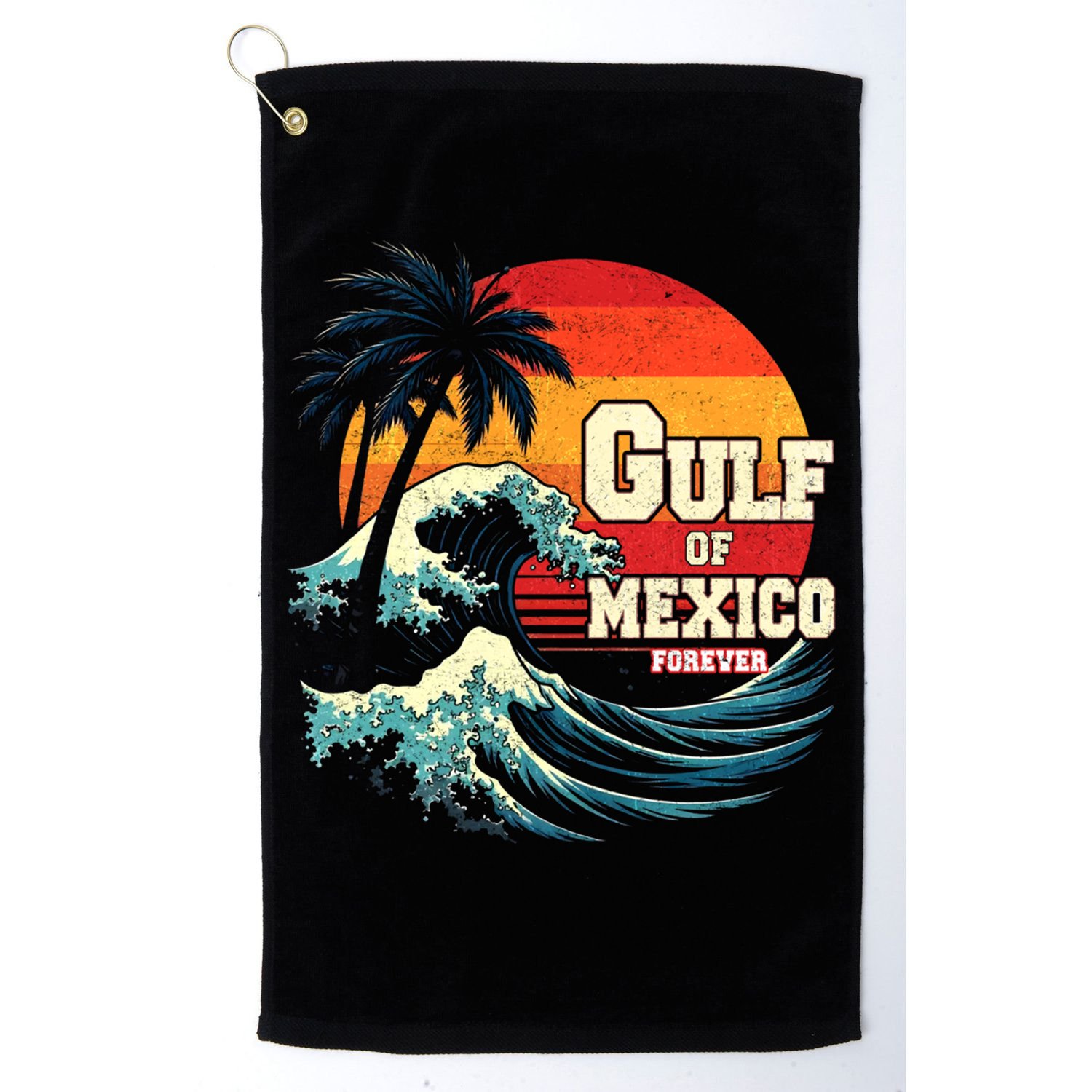 Gulf Of Mexico Forever Retro Vintage Beach Great Gift Golf Towel
