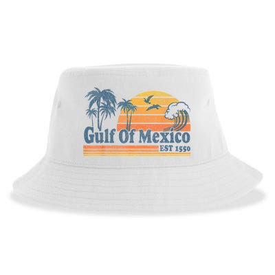 Gulf Of Mexico Est 1550 Retro Vintage Beach Gulf Of Mexico Sustainable Bucket Hat